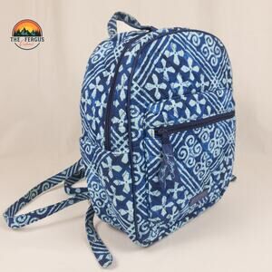 VERA BRADLEY Campus Tech Backpack College Work Purse CUBAN TILES Blue